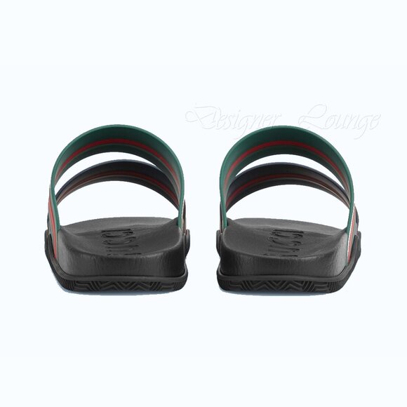 NEW GUCCI Men's WEB Rubber Slides Sandals Red Green Blue G 10 US 10.5 Authentic - Picture 6 of 12